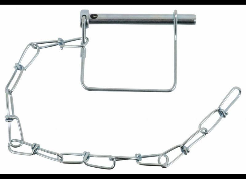 CURT COUPLER SNAPPER SAFETY PIN W/ 12' CHAIN, 5/16" PIN, ZINC - LEGEND STYLE SQUARE