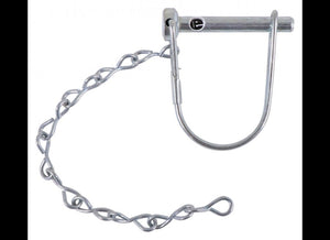 COUPLER SNAPPER SAFETY PIN W/ CHAIN, 1/4" PIN DIAMETER, 1-3/8" LONG, ZINC - ROUND