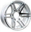 225/75R15 NOVAE ALUMINUM SPARE TIRE & WHEEL - SILVER SPLIT 6 SPOKE SIDEWINDER, 6 LUG, 6X5.5 - LRE