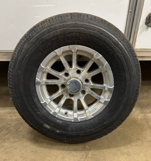 225/75R15 NOVAE ALUMINUM SPARE TIRE & WHEEL - SILVER 12 SPOKE AVALANCHE, 6 LUG, 6X5.5 - LRE