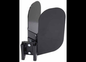 BROPHY ANGLED MOTORCYCLE WHEEL CHOCK FOR E-TRACK OR CROSS TRACK, BLACK STEEL