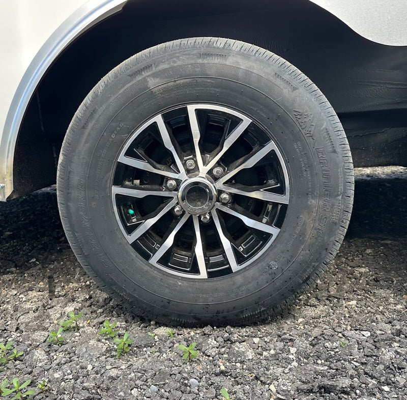 225/75R15 NOVAE ALUMINUM SPARE TIRE & WHEEL - ALUMINUM/BLACK EDGE - 6 LUG X 5.5 , 6X5.5