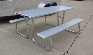 ALUMA PICNIC TABLE, 8' 2 SIDED - ALUMINUM 8'L 2-SIDED, PEWTER