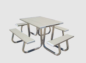 ALUMA PICNIC TABLE, 4' 4 SIDED - ALUMINUM 4'L 4-SIDED, TAN