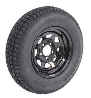 205/75R14 SPARE TIRE & WHEEL - BLACK SPOKE - 5 LUG X 4.5, 5X4.5, LRD, GRANDFORCE ST-007