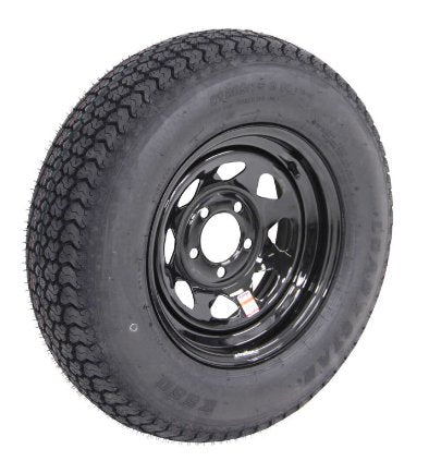 205/75R14 SPARE TIRE & WHEEL - BLACK SPOKE - 5 LUG X 4.5, 5X4.5, LRD, GRANDFORCE ST-007