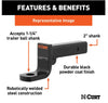 CURT BALL MOUNT 2" HITCH, 8" DROP, 6-3/4" RISE, 9-3/8" LONG, 1-1/4" SHANK, 10K, CLASS 4