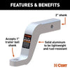 CURT ALUMINUM 2" BALL MOUNT - 8K 6" DROP, 5" RISE, 1" BALL HOLE