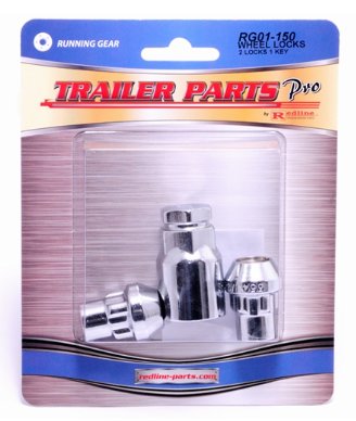 TPP - TRAILER WHEEL BOLT LOCK SET 1/2"-20, INCLUDES 2 WHEEL LOCKS AND 1 KEY