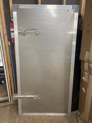 USED REPLACEMENT DOOR ASSEMBLY, 35"X67", PEWTER, ALUMINUM FRAME