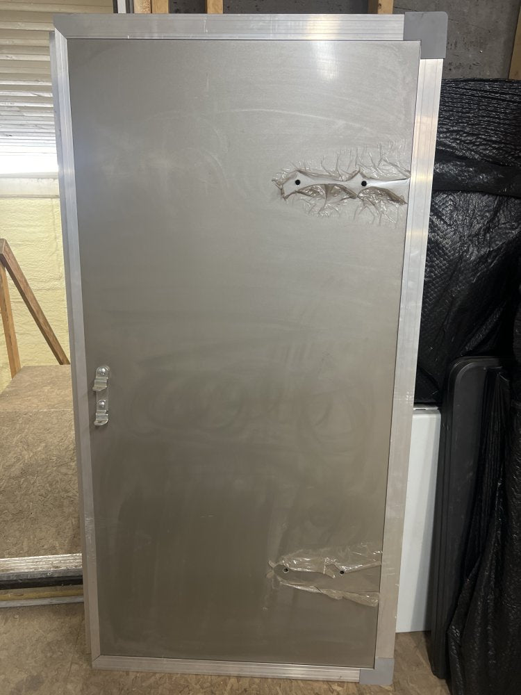 USED REPLACEMENT BARN DOOR ASSEMBLY, 34"X68", PASSENGER SIDE PEWTER