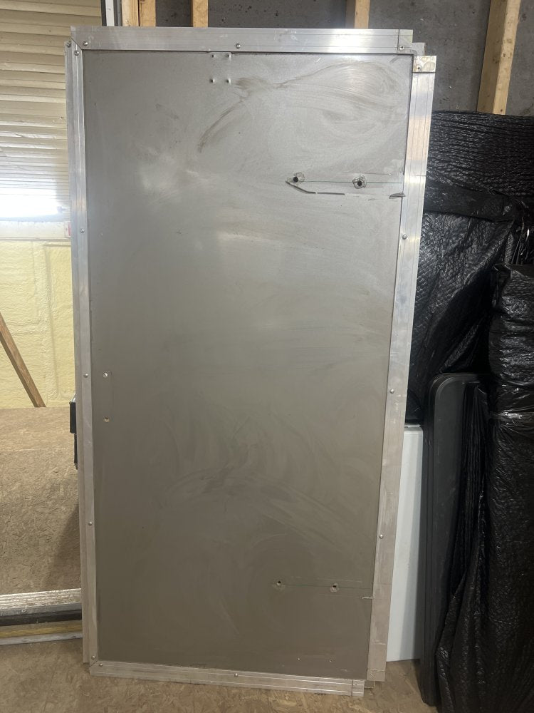 USED REPLACEMENT BARN DOOR ASSEMBLY, 34"X68", DRIVER SIDE PEWTER