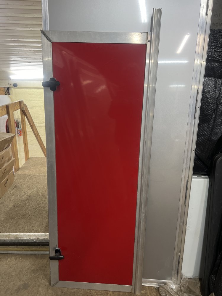 USED REPLACEMENT DOOR ASSEMBLY, 23"X60", RED, ALUMINUM FRAME