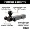 CURT MULTI BALL MOUNT FOR 2" HITCH, 1-7/8" , 2" , 2 - 5/16" TRAILER BALLS