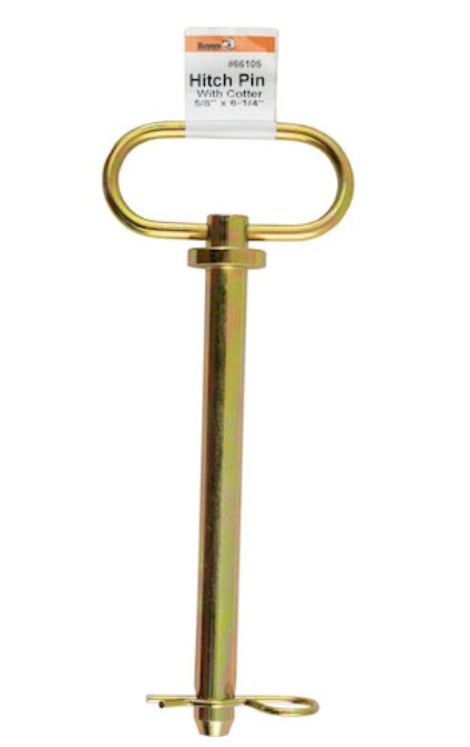 HITCH PIN 5/8" DIAMETER X 6-1/4" LENGTH, YELLOW ZINC PLATED