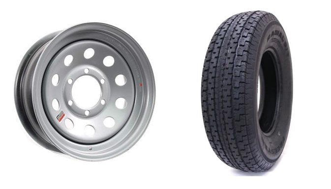 225/75R15 SPARE TIRE - SILVER MOD 6 LUG 6X5.5 6 ON 5.5 , LRE - GRANDFORCE