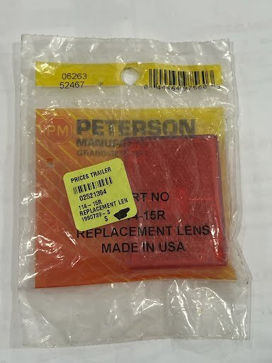 PETERSON REPLACEMENT LENS FOR TAIL LIGHT