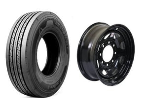 235/85R16 SPARE TIRE - BLACK SPOKE - 8 LUG, 8X6.5, 8 ON 6.5, LRG - GRANDFORCE