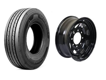 235/85R16 SPARE TIRE - BLACK SPOKE - 8 LUG, 8X6.5, 8 ON 6.5, LRG - GRANDFORCE