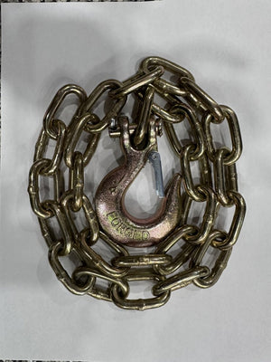 36" LONG SAFETY CHAIN WITH 1/4" LINKS, CLEVIS HOOK WITH LATCH, G70, 12.6K CAPACITY