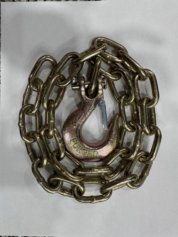 36" LONG SAFETY CHAIN WITH 1/4" LINKS, CLEVIS HOOK WITH LATCH, G70, 12.6K CAPACITY