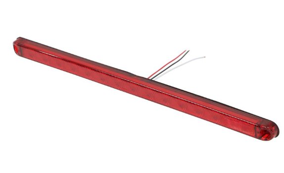 OPTRONICS LED TAIL LIGHT, STOP, TURN, 15 DIODE, RED LENS, 20-1/2"X1" OVAL - 3 WIRE