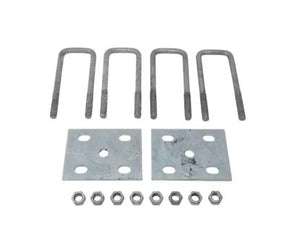 GALVANIZED SQUARE U-BOLT KIT 2K - 3.5K, FOR 2" SQUARE AXLE TUBE, 1/2"-20 DIA, 6-5/8" L - RETAIL PACK