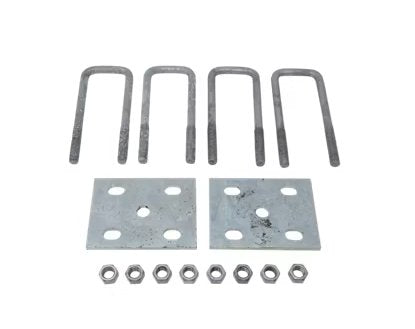 GALVANIZED SQUARE U-BOLT KIT 2K - 3.5K, FOR 2" SQUARE AXLE TUBE, 1/2"-20 DIA, 6-5/8" L - RETAIL PACK
