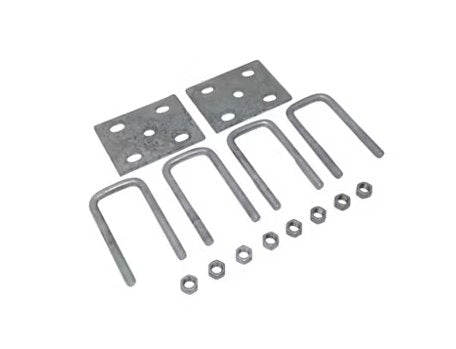GALVANIZED SQUARE U-BOLT KIT 2K - 3.5K, FOR 2" SQUARE AXLE TUBE 1/2"-20 DIA, 5-1/2" L - RETAIL PACK