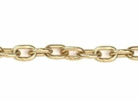 G70 BULK 3/8" CHAIN, SOLD PER FT, GOLD CHROMATE, FORGED CARBON STEEL, WLL 6,600lbs, 26.4K CAPACITY