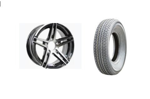 205/75R15 NOVAE ALUMINUM SPARE TIRE & WHEEL - ALUM/BLACK SPLIT 5 SPOKE - 5 LUG X 4.5 , 5X4.5, LRC