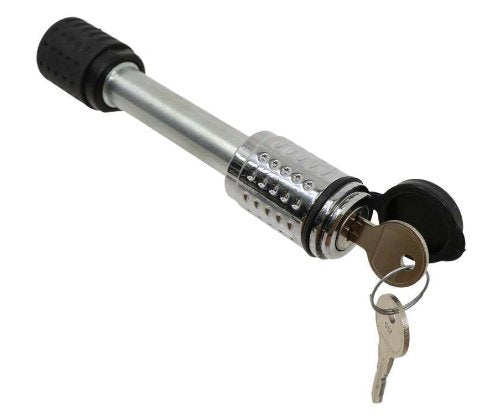 ETRAILER TRAILER HITCH RECEIVER LOCK FOR 2" FLUSH - 2-5/8" SPAN - CHROME *KEYED ALIKE*