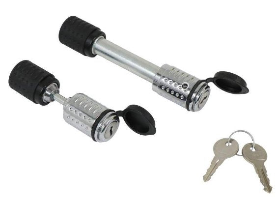 ETRAILER TRAILER HITCH RECEIVER LOCK AND COUPLER LOCK FOR 2" FLUSH - CHROME *KEYED ALIKE*
